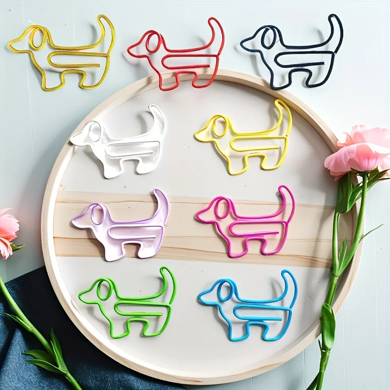 50pcs Dachshund-Shaped Paper Clips, Dog Breed Office & Supplies, Multicolor Bookmark & Binder Clips for Dachshund Lovers, Clip