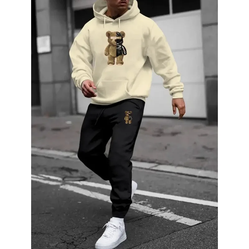 

Creative Fashion Design Spring and Autumn Men's Sportswear Suit Hoodie + Sweatpants 2 Sets of Casual Running Fitness Sportswear