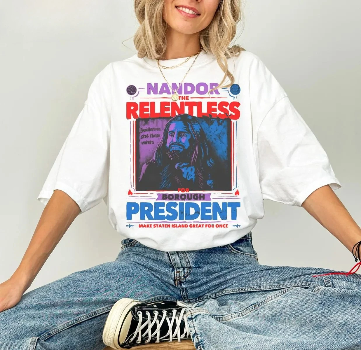 Nandor The Relentless T-Shirt Funny What We Do In The Shadows Tee Summer Men's and Women's Loose and Breathable T-shirt Top