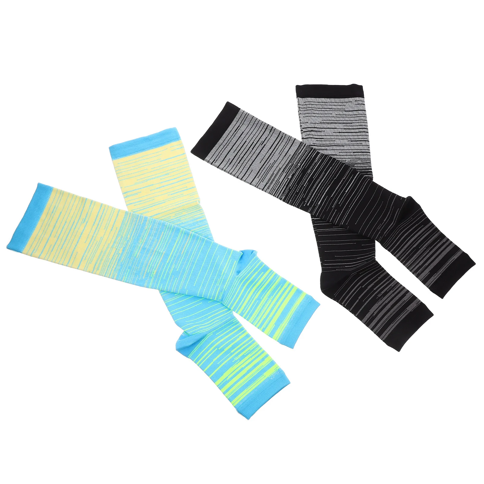 

2Pairs Plus Size Athletic Compression Socks Sweat-Wicking Open Toes Knee High Leg Supports for Yoga Pilates Womens Running