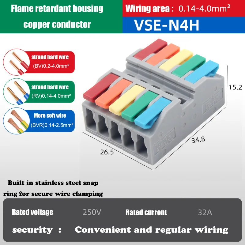 Borne de connexion rapide pour fil souple, entrée multiple et sortie multiple, connecteur rapide enfichable, couremplaçant de fil