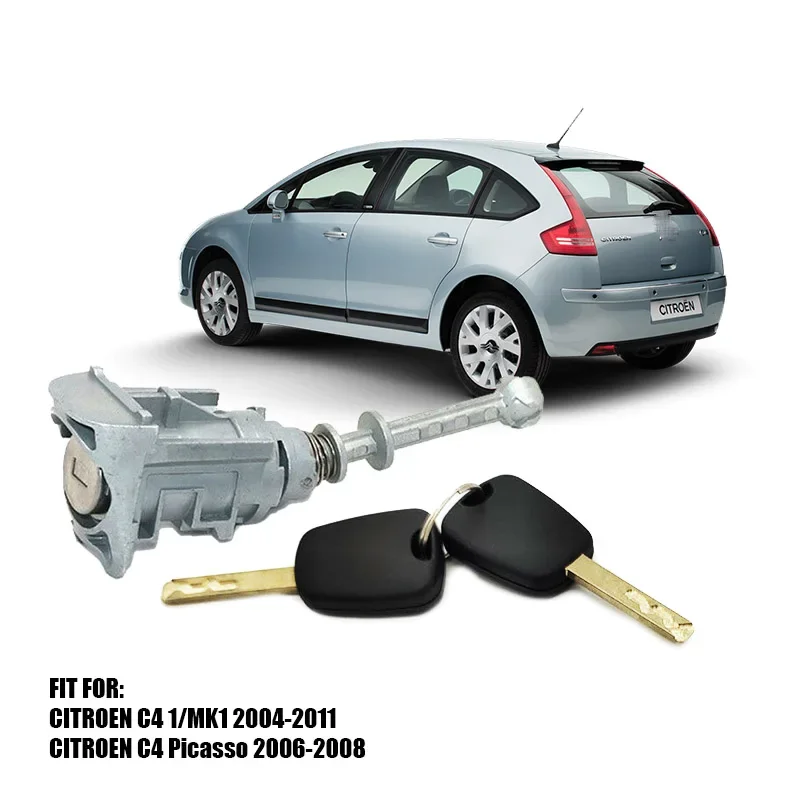 for Peugeot 407 Citroen C4 2004-2011 Picasso 2006-2008 Front Left Door Lock Cylinder Barrel with 2 keys