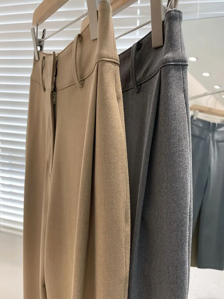 Nolila High Waist Straight Leg Casual Pants Floor-Length Cuffed Slimming Effect Korean Sle Premium Quali Polyester Cotton...