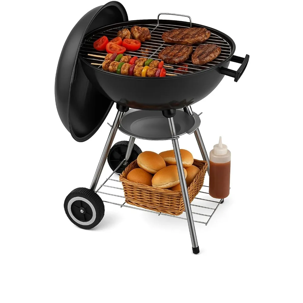 

22 Inch Portable Charcoal Grill – Heavy-Duty Round BBQ Grill with Thickened Grilling Bowl, Sturdy with 4 Legs, Customized