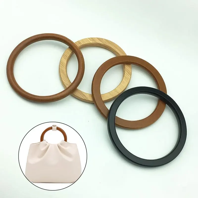 YOMDID 2PCS Round D-shaped Bag Handle Wood Handbag Tote Handles DIY Bag Making Replacement Only the Handle Handcraft Accessories