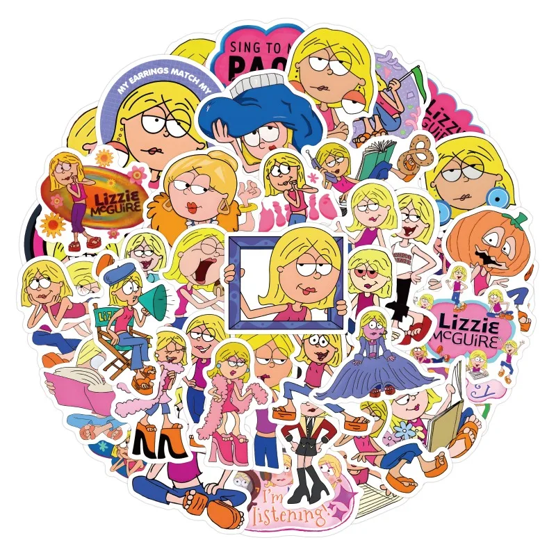 55pcs Lizzie Mcguire Cartoon Stickers Suitcase Water Cup Stationery Mobile Phone Scooter Laptop Refrigerator Decoration