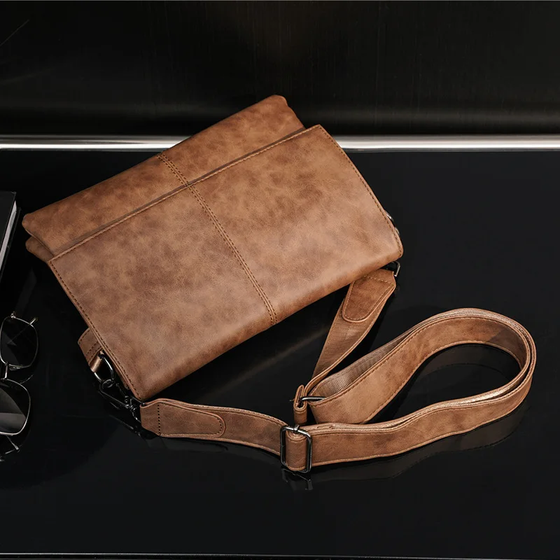 Bolso de hombro informal para hombre, bandolera de negocios de alta calidad, de cuero de vaca, Mini bolsillo de gran capacidad