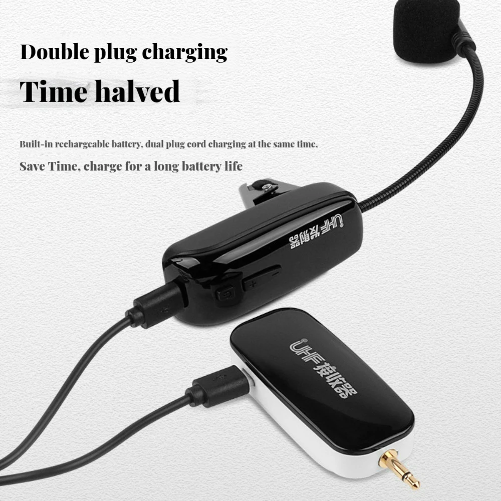 UHF Wireless Saxophone Microphone System Clip on Musical Instrument Wireless Receiver Transmitter for Saxophone Trumpet