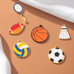 10PCS Cartoon Colorful Ball Alloy Enamel Pendant Charm Round Shiny Fashion DIY Necklace Earrings Bracelet Keychain Accessories