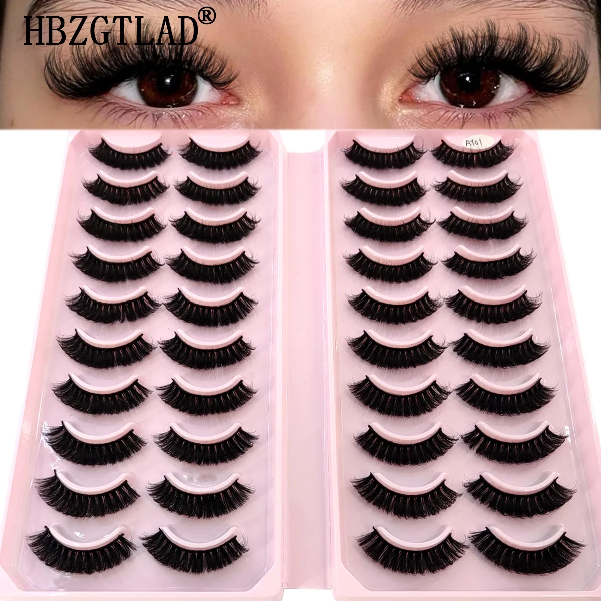 HBZGTLAD New 20 pairs of natural 3D artificial mink eyelashes soft false eyelashes crossed messy thick eyelashes extended eyelas