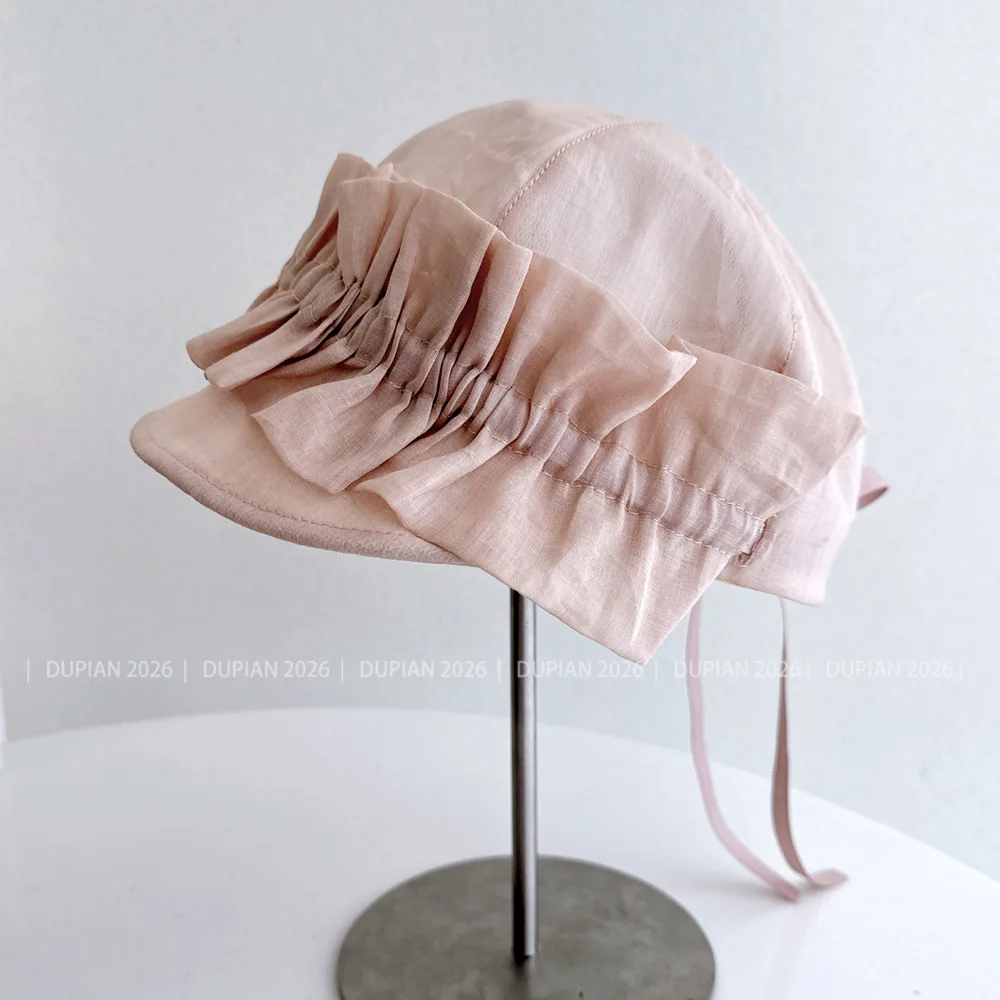 Japanese Mixed Flax Knitted Hollow Berets for Women Summer Thin Knitted Painter Caps Simple Korean Versatile Pumpkin Beret Hat