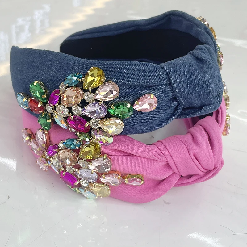 Women Girls Colorful Rhinestone Knot Hairband Headband Adult Hair Accessories Hair Jewley