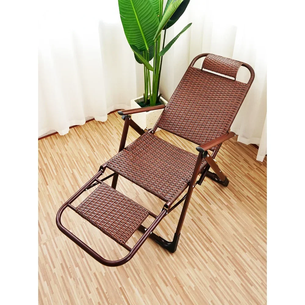 

Recliner bamboo rattan chair backrest chair folding lunch break bed back chair lazy beach