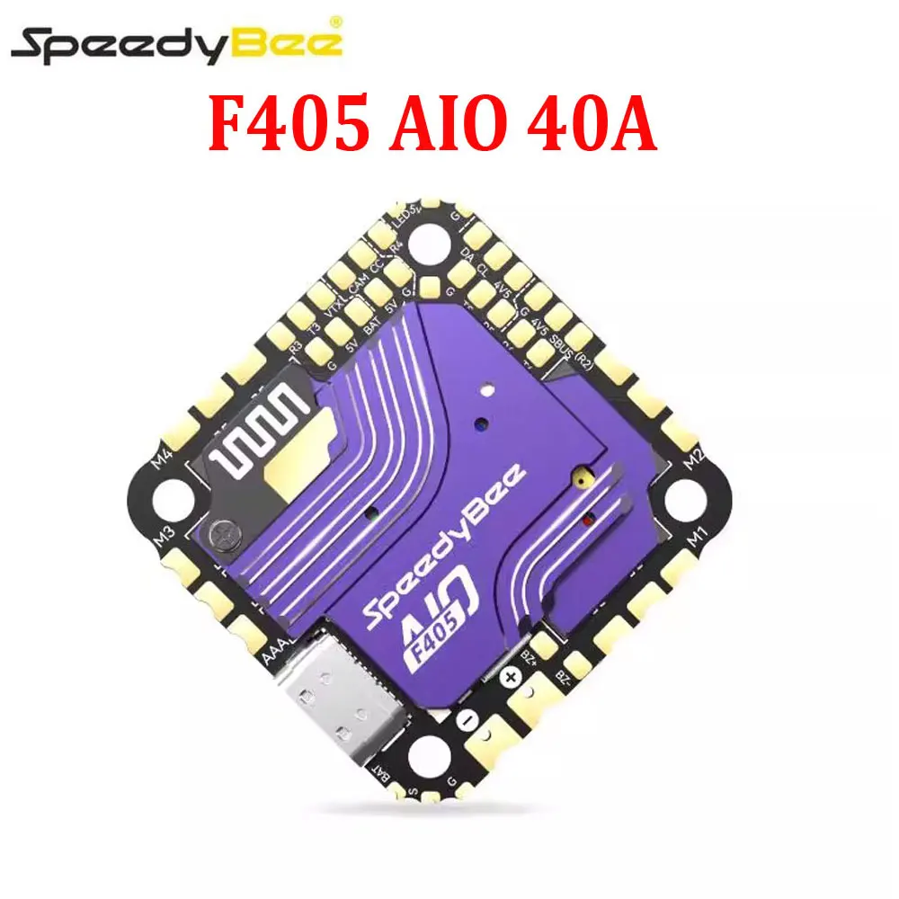 SpeedyBee F405 AIO 40A Bluejay 25.5x25.5 Flight Controller with ICM-42688 Gyro SPA06-003 Barometer for RC FPV Freestyle Drone