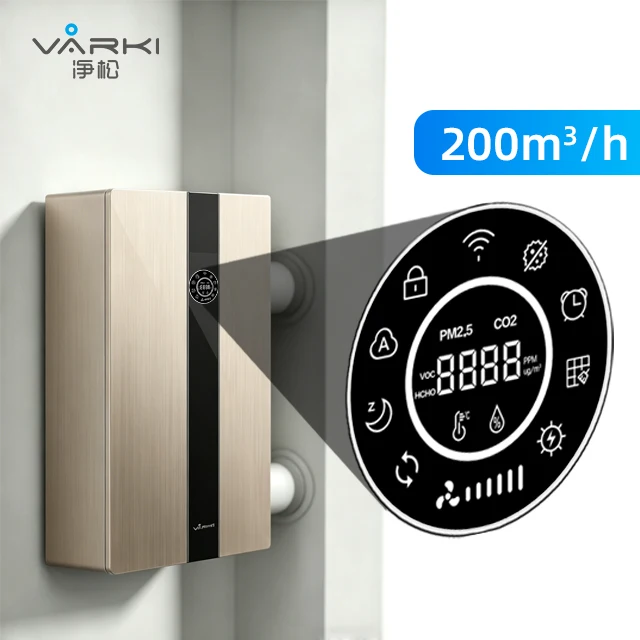 

Bidirectional ERV Ventilation System Air Flow Vented Wall Type Recuperator With HEPA Co2 TVOC Sensor PM2.5 Purification for Home