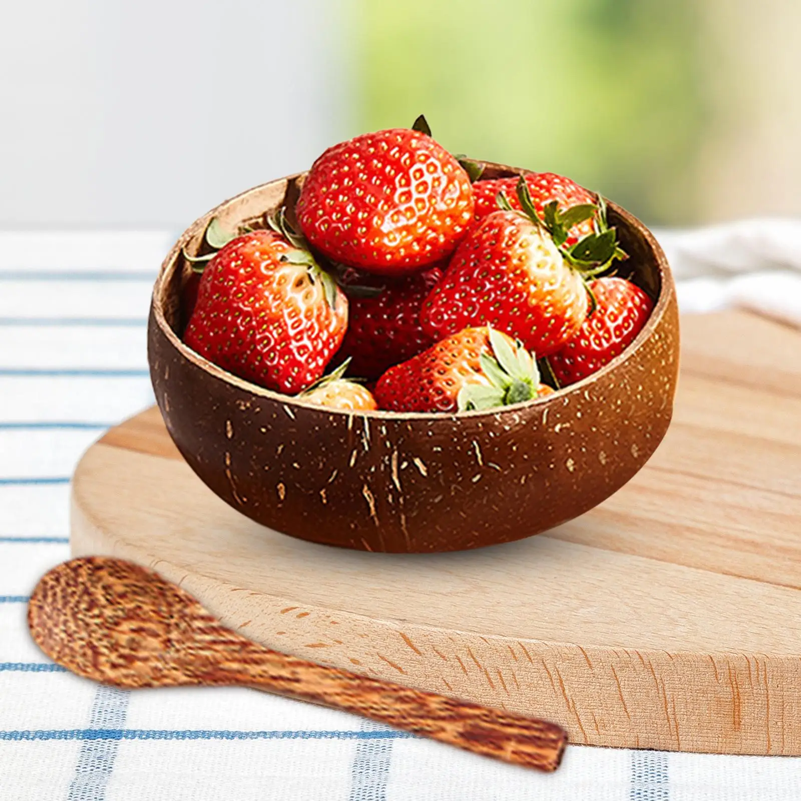 Creative Coconut Shell Serving Bowl for Snacks Dessert Fruit Salad Rice Noodle Handcrafted Kitchen Tableware