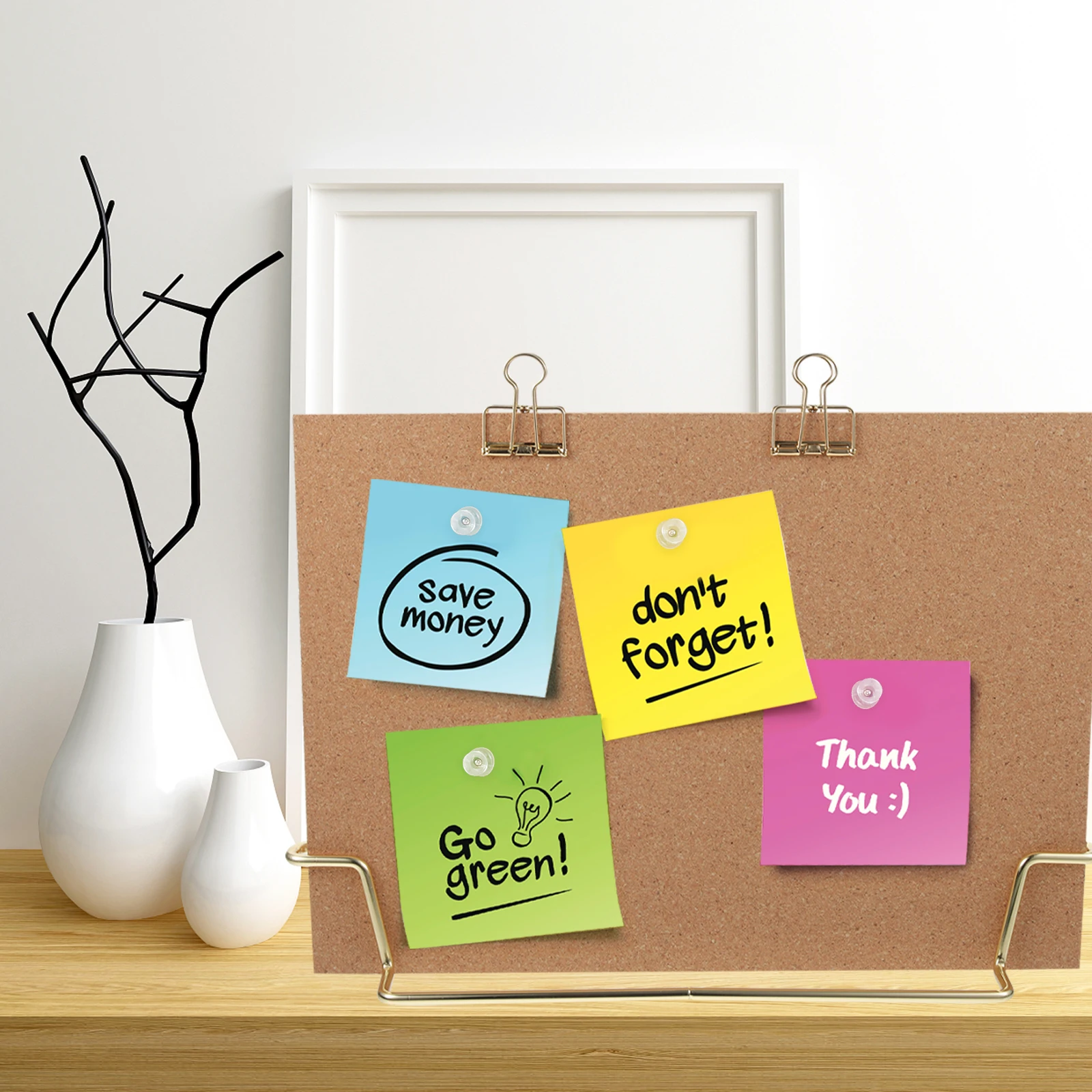 

Smooth Writing Surface Bulletin Board Wooden Frame Golden Base Message Notice Pin Memo Board for Home Office School Use