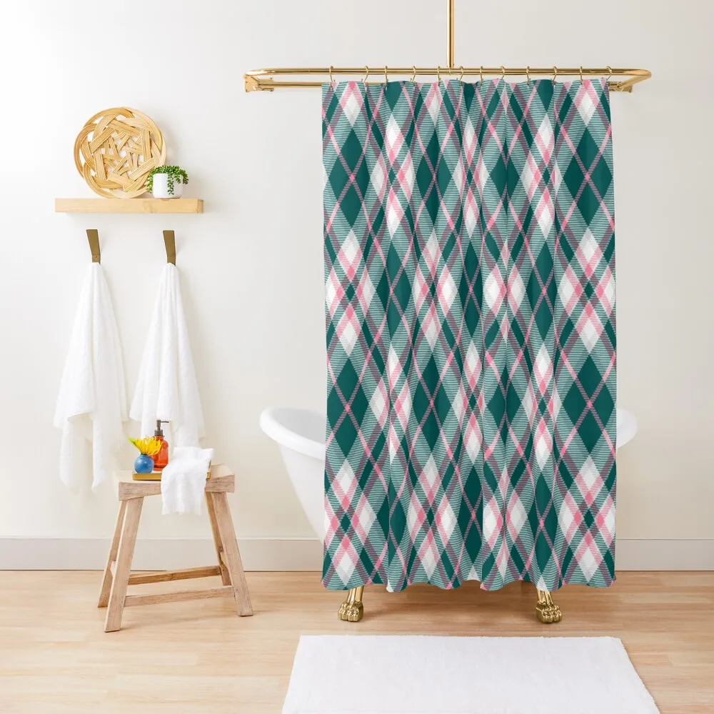 

Sherpa Tickle Me Pink Tartan Shower Curtain Cover Bathroom Accessory Shower Bath Curtain