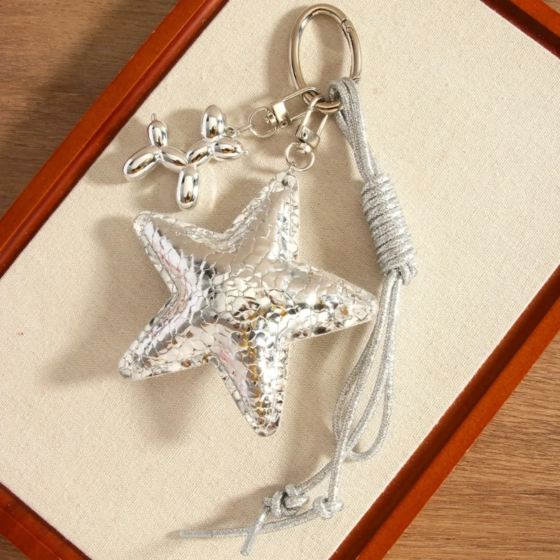 X7XC Star Decoration Bag Accessory With Practical Polyester Rope Eye Catching Bags Pendant For Fashionable Additions