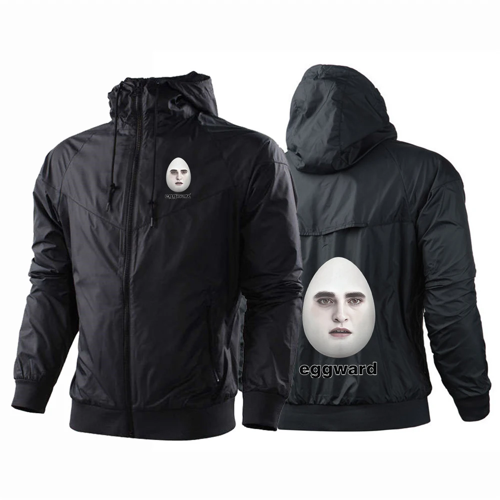Hot Twilight Eggward Funny Logo Print 2026 Spring And Autumn Men's Color Blocking Designer Eye-catching Coat Windproof Jacket