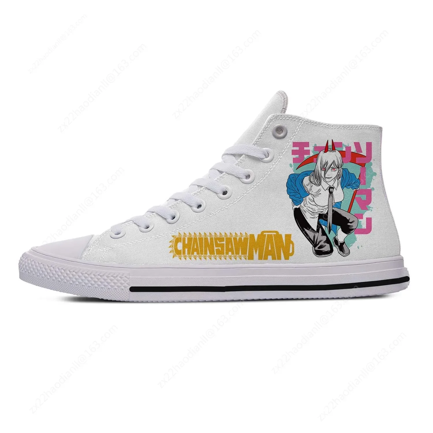 Hot Anime Chainsaw Man High Top Sneakers Men Women Teenager Fashion Casual Shoes Canvas Running Shoes 3D Print Lightweight shoe
