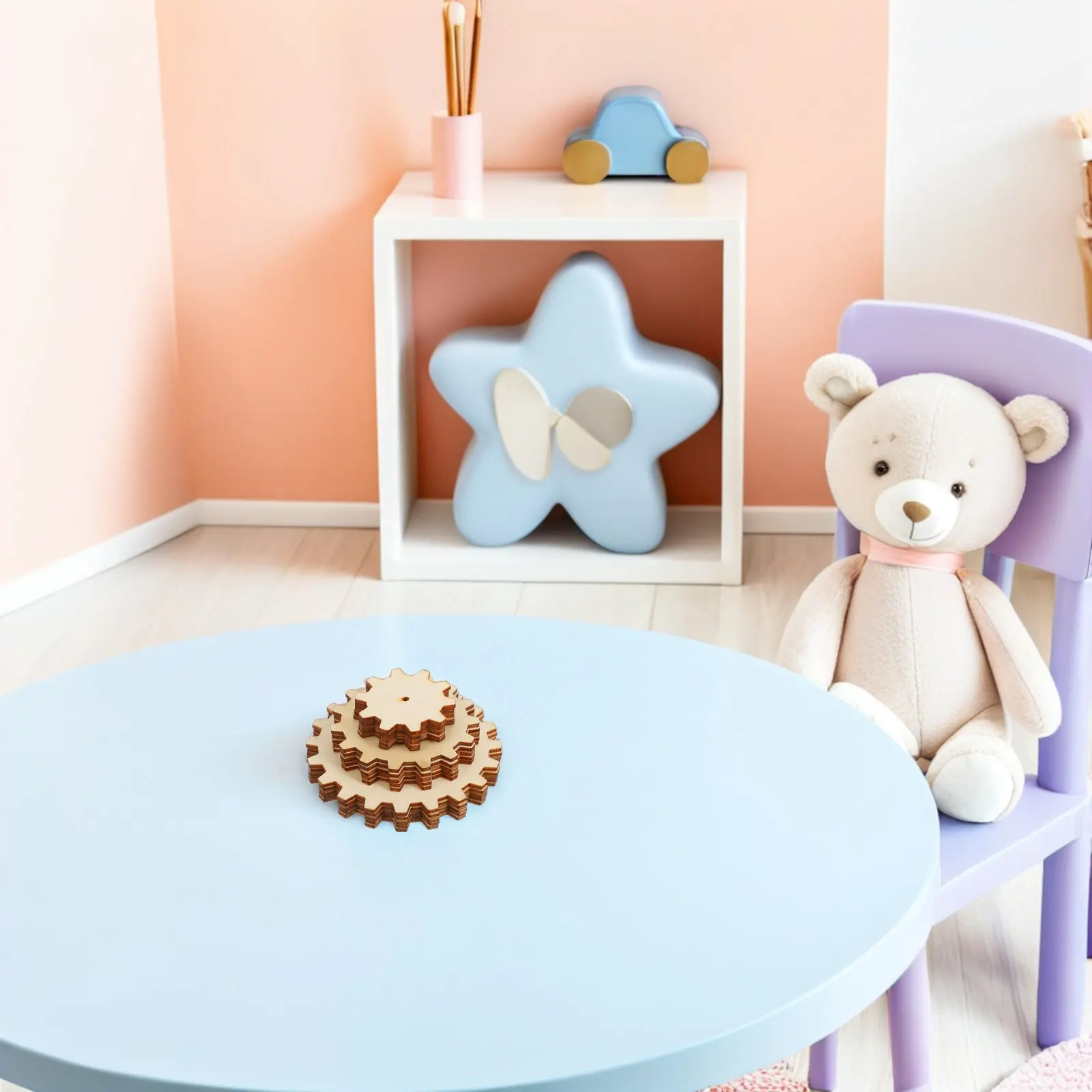 

30Pcs DIY Wood Gear Set 3 Sizes Unfinished Blank Wooden Pieces Creative Craft Decor Educational Gears Crafting Wood