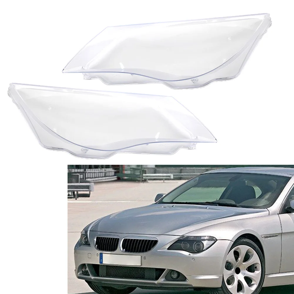 2x Transparent Car Headlight Headlamp Lens Cover Head Light Lamp Shell For BMW 6 Series E63 E64 M6 2008 2009 2010