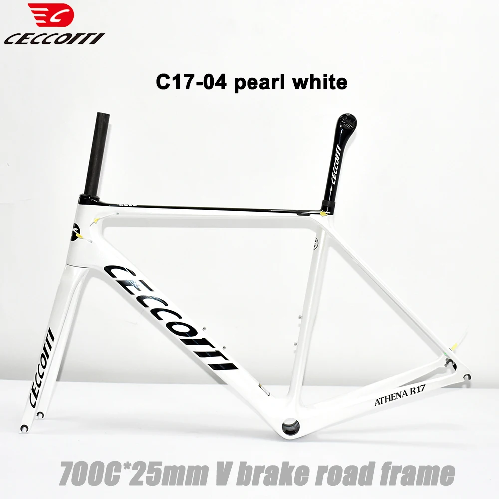 CECCOTTI Road Bike Carbon Frame Fit 700C Wheels Max 25mm Tires Bicicletas Quadro Speed Frame V Brake