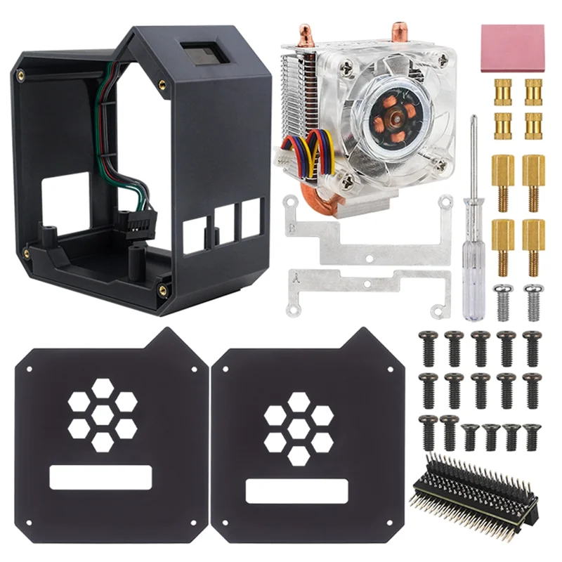 New--For Raspberry Pi 5 ABS Mini Tower Case Kit Copper Tube Ice Tower Fan PWM JST RGB LED For RPI 5 Pi5