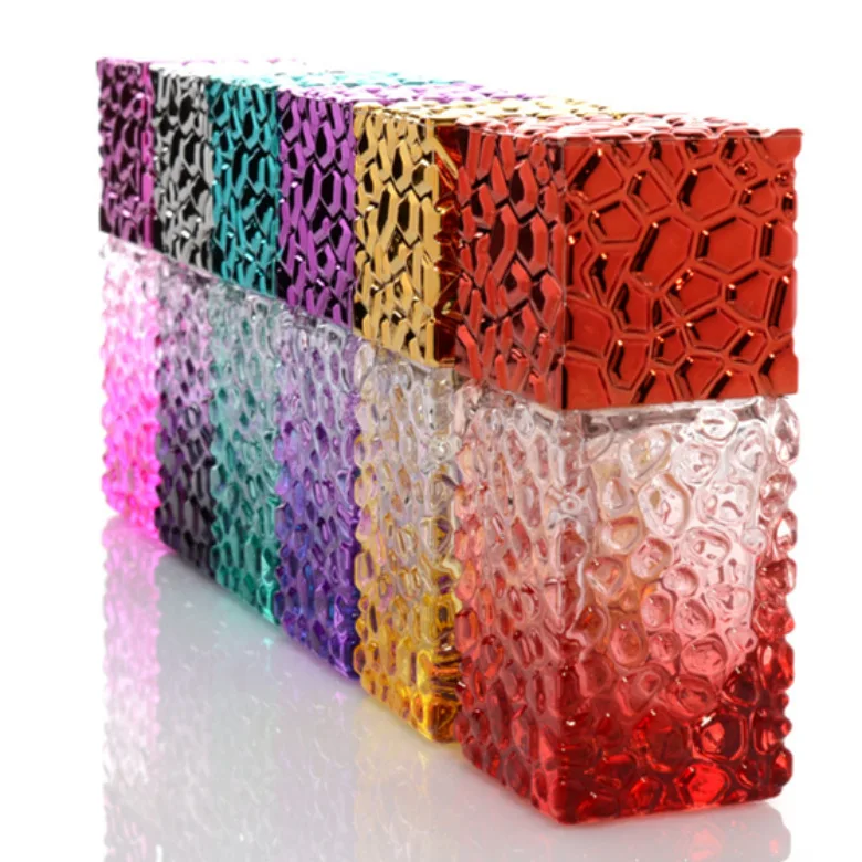 5Pcs/lot 25ML Water Cube Design Empty Perfume Bottles Atomizer Spray Glass Refillable Bottle Spray Scent Case