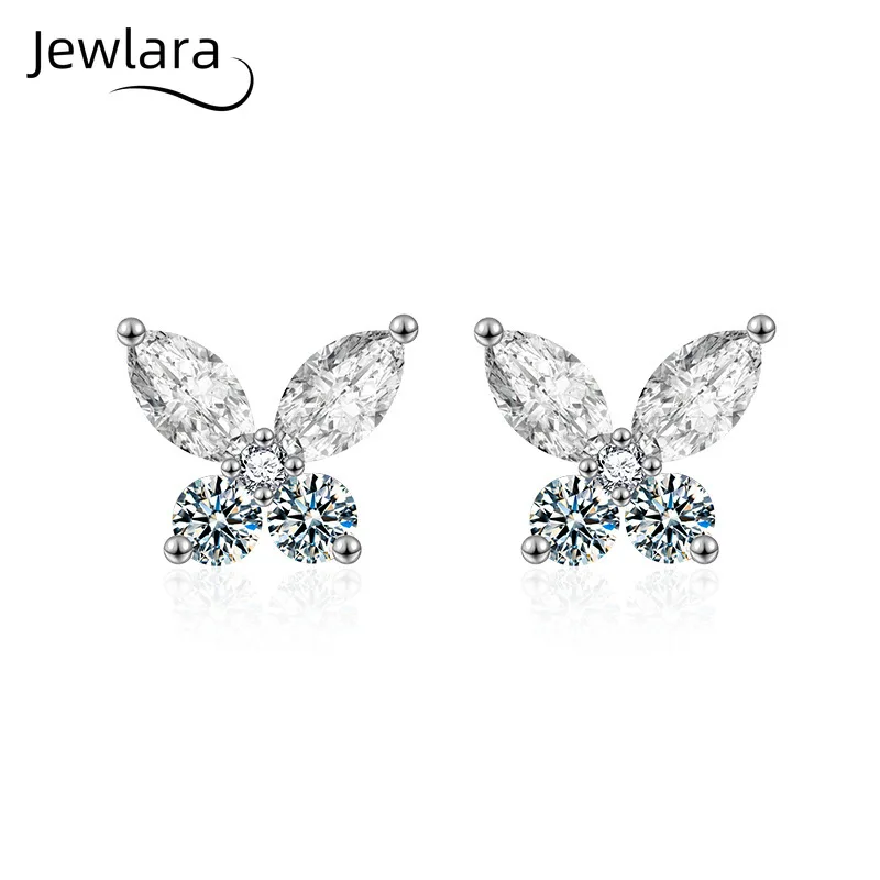Jewlara Moissanite 925 Silver Earrings, Butterfly Stud Earring Ladies Jewelry