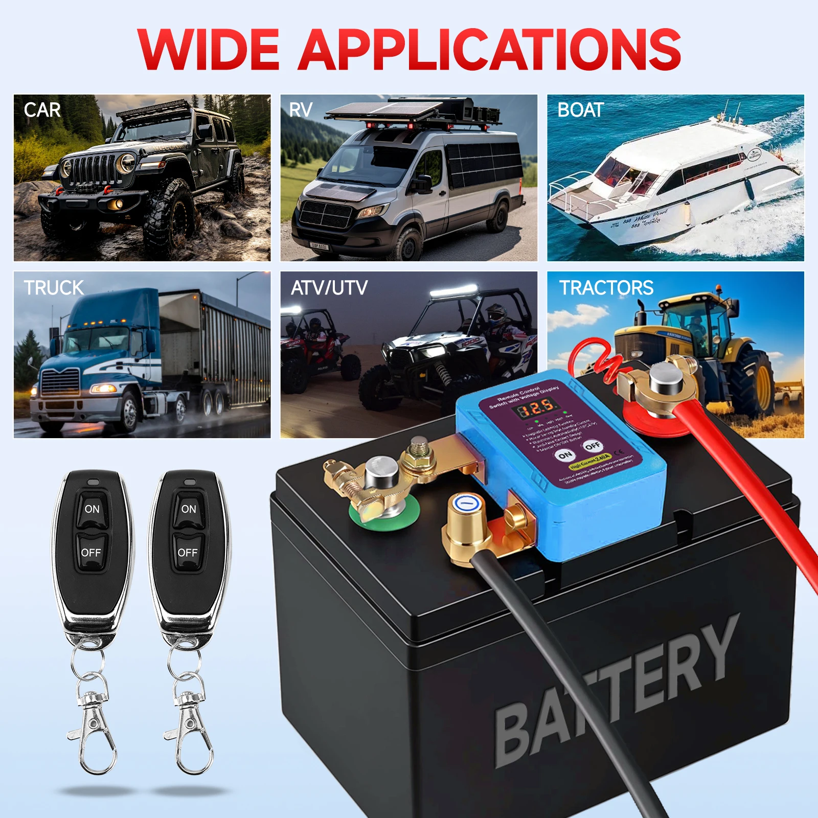 سيارة قتل التبديل مكافحة سرقة البطارية عن بعد قطع التبديل مجموعة 12 فولت 240A مع Led الجهد عرض الجهد الذكية لسيارة شاحنة RV #6