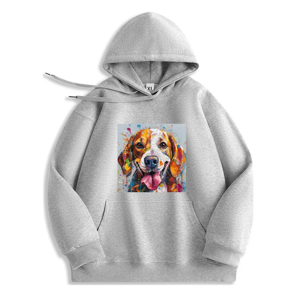 Colorful Beagle Dog Graphic Hoodie Polyester Fiber Sweatshirt For Men Printed Long Sleeve Mens Clothes