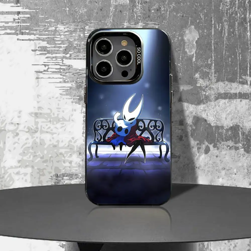 حافظة هاتف H-Hollow K-Knight Silk Song لهاتف iPhone 16,15,14,13,12,11,Pro,XS,Max,Plus,Mini,SE4,E غطاء أسود غير لامع مقاوم للصدمات