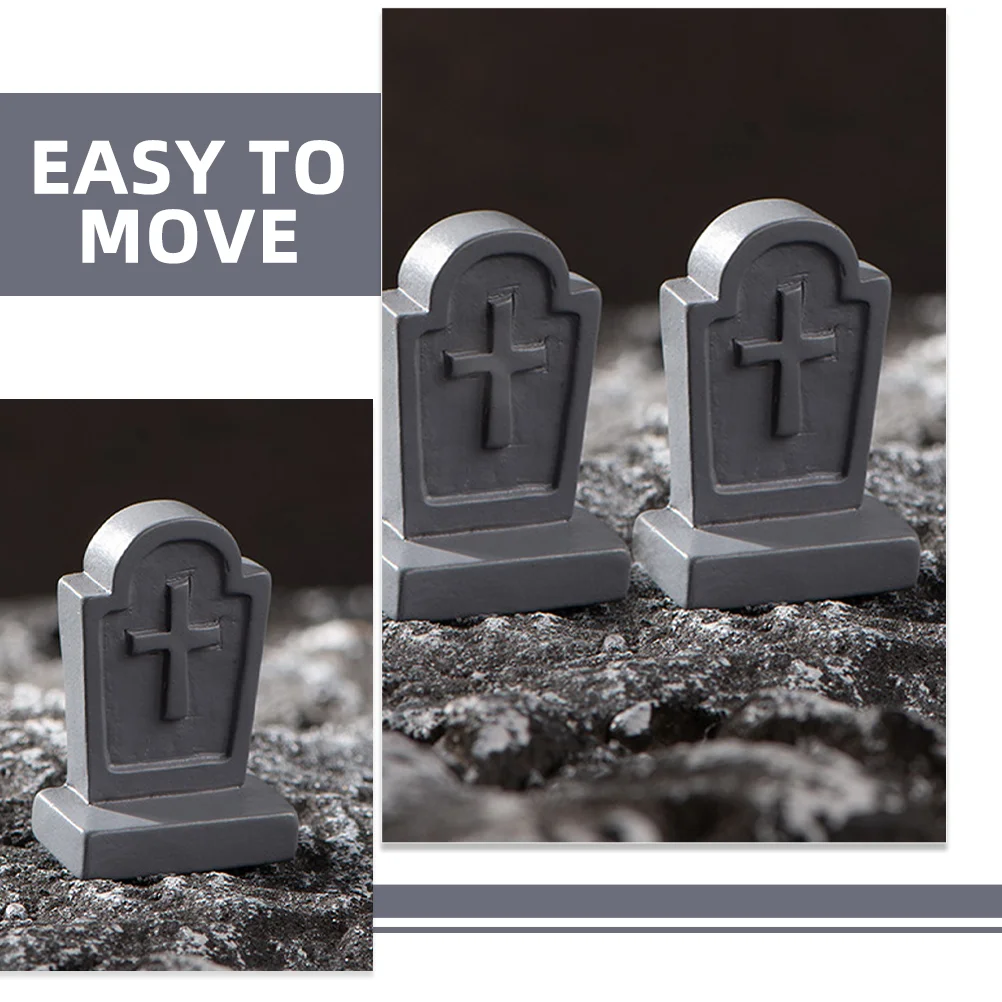 20 Pcs Micro Landscape Tombstone Headstones Toy Room Halloween Grave Decor Decoration Resin Decorations For Cemetery