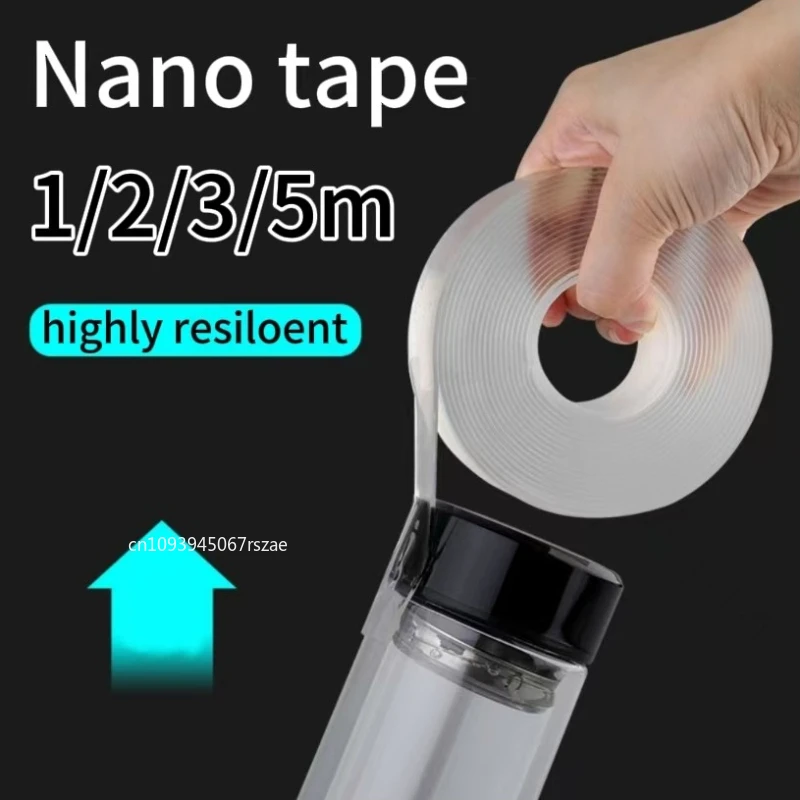 شريط نانو مزدوج الجوانب عالي اللزوجة وقابل لإعادة الاستخدام وشفاف بدون بقايا لا يستخدم لتثبيت البلاستيك لتزيين المكتب المنزلي
