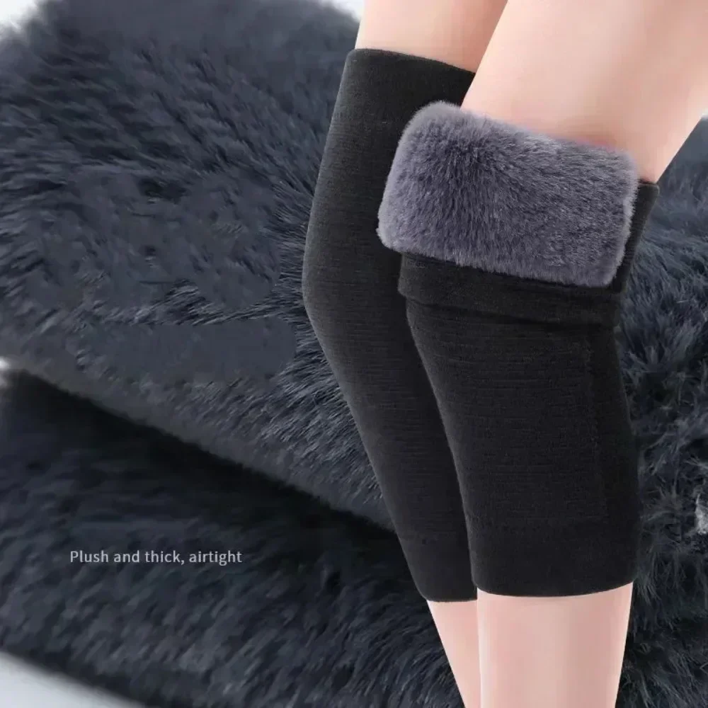 1 Pair Rabbit Fur Knee Pads for Women Winter Warm Men Old People Cold Leg Arthritis Kneepad Knee Support Running Knee Protector