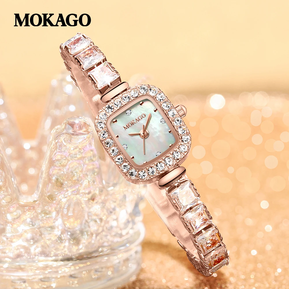 2025 Hot Brand Copper Bracelet Zircon Watch Women Luxury Gift Quartz Wristwatch Female Fashion Square Quartz Diamonds Watches