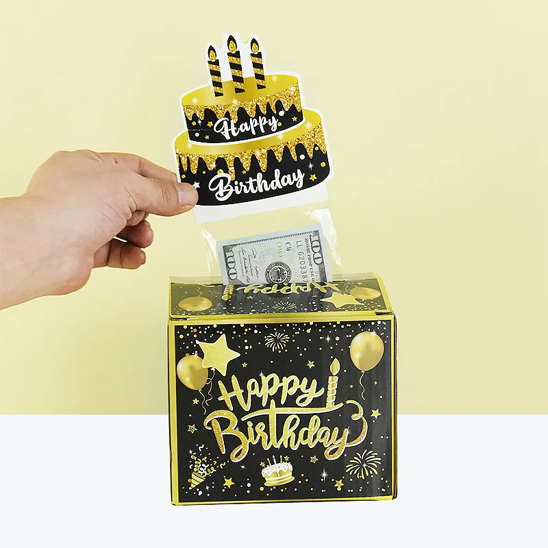 Black Surprise Birthday And Valentine's Day Pulling Cash Gifts Box Funny Unique Cake DIY Money Clips Atmosphere Decoration Props