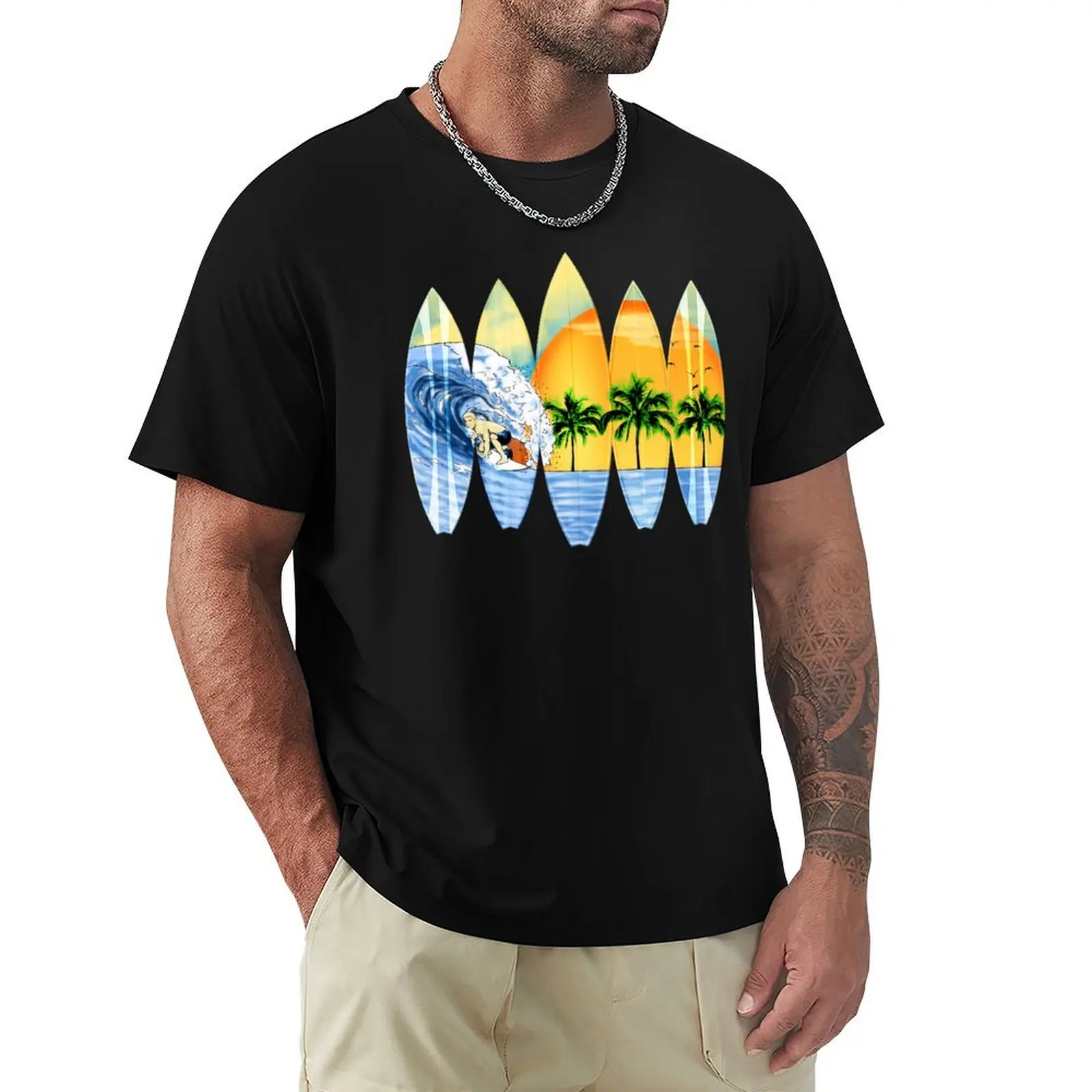 

Surfer And Surfboards T-Shirt plain plus size tops oversized t shirt men