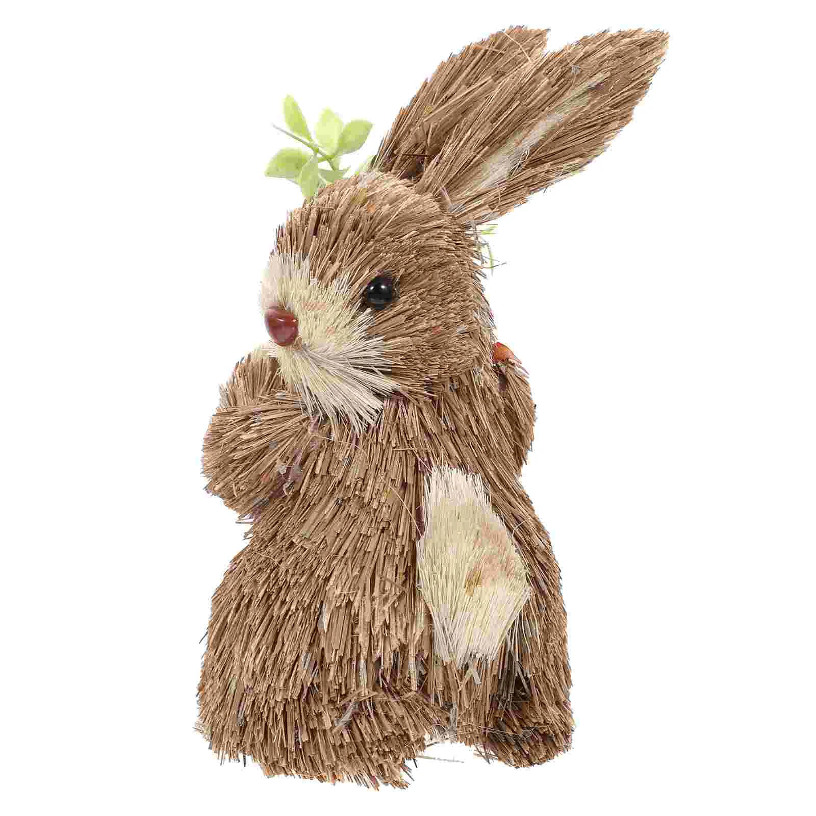 

Straw Standing Rabbit Ornament Handmade Bunny Decor Easter Woven Animal Decoration outside Toys