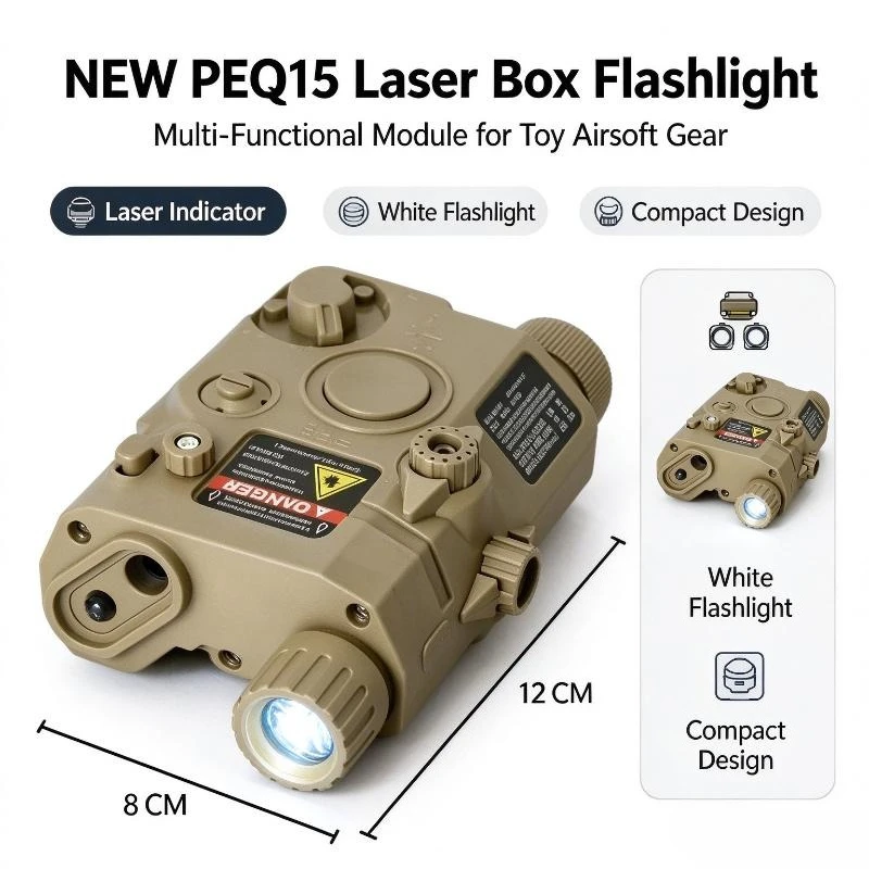 20mm Rail Compatible Peq15 Laser Box, Multi Function Flashlight Indicator For Cs Game Hobby Kit