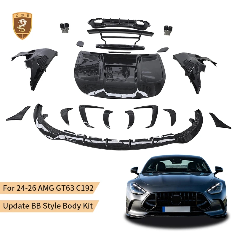 NEW Dry Carbon Fiber Bra-b Body Kit for Benz GT C192 2024-2026 Car Hood Front Lip Spoiler Fender Vent Rear Diffuse for AMG GT63
