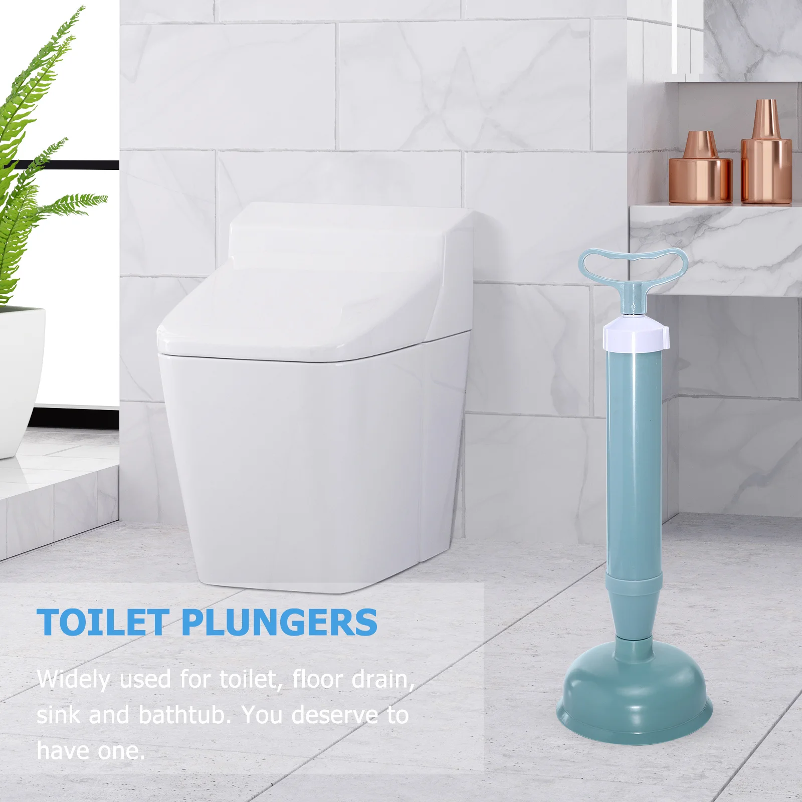 

1pc Toilet Plunger Tool Long Handle Bathroom Cleaning Plunger Rubber Surface Easy Unclog Drain Home Hotel Office Use