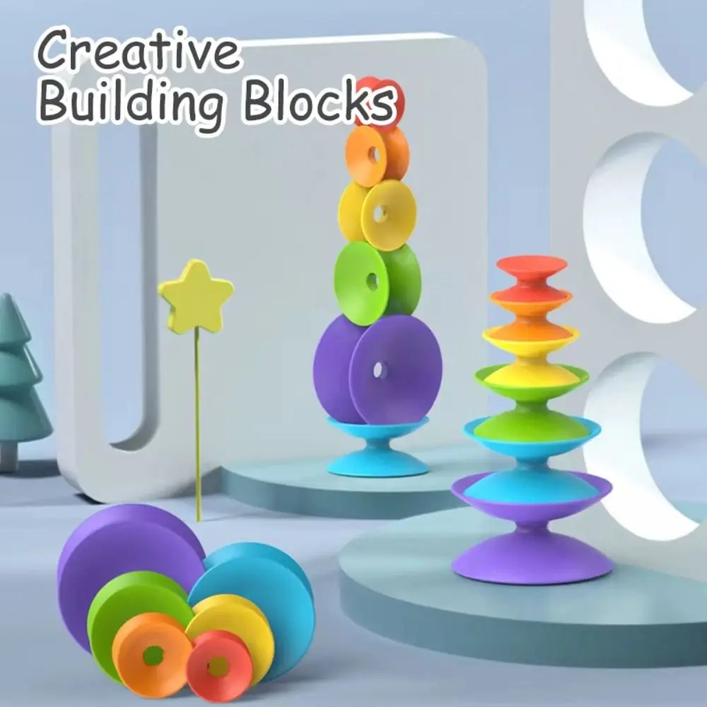 Ferrule Rainbow Stacking Montessori Rotating Rainbow Revolving Ring Tower Early Education Rainbow Tower Stacking Blocks Baby