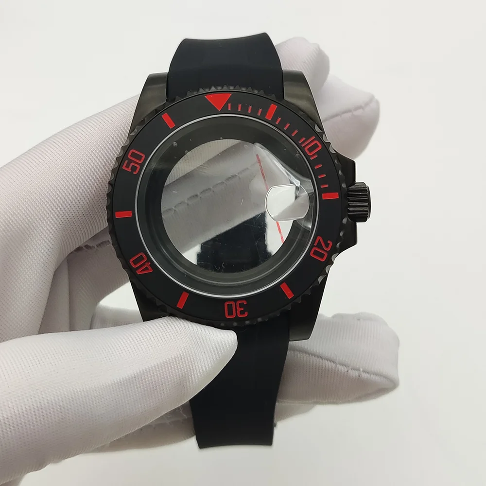 40mm Men's Black PVD Case, Watch Assembly Case Parts, NH35 Case + Bezel, Yacht Men's Mechanical Case