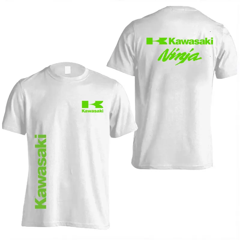 Kawasaki Motorcycle Logo Racing Team Men Summer T-shirt 100% Cotton Women Tee Shirts 2024 New Black Sport Male Clothing Tops