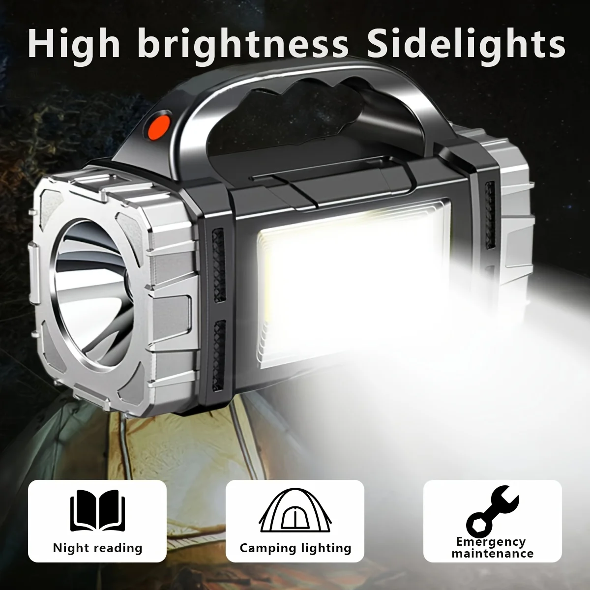 Portable Powerful USB Rechargeable Flashlight Solar LED Light With COB Work Light 4 Gear Charge Mobile Phone Camping Lamp