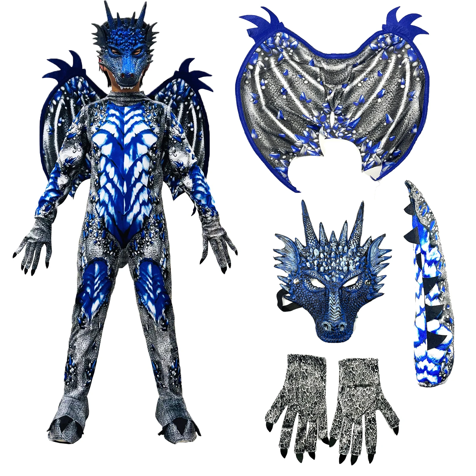 

Dragon Costume for Boys Kids Onesie Fun Dress-Up for Halloween Birthday Party Carnival Cosplay