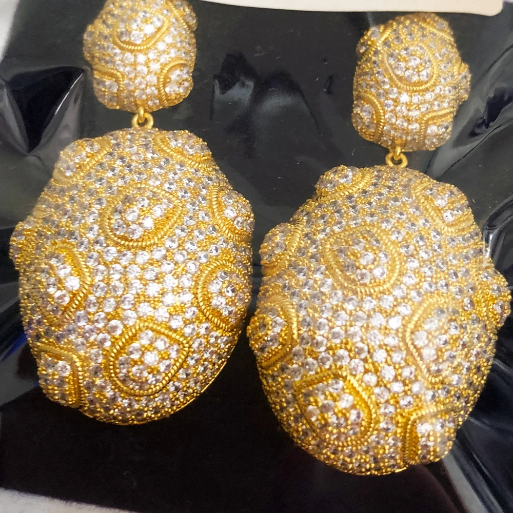 

Missvikki Big Gorgeous Luxury Shiny Oval Drop Earrings for Noble Women Girl Bridal Wedding Fashion Birthday Gift High Quality